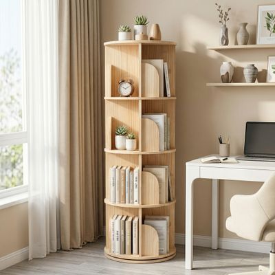 4 Tier Rotating Bookshelf - Burly Wood 4 Tier Rotating Bookshelf - Burly Wood