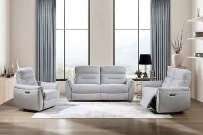 Eastre 3 Pieces Gray Chenille Power Motion Living Room Set w/USB Port Eastre 3 Pieces Gray Chenille Power Motion Living Room Set w/USB Port