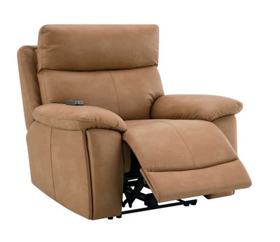 Chavis Brown Leather Aire Power Motion Recliner w/USB & Power Headrest