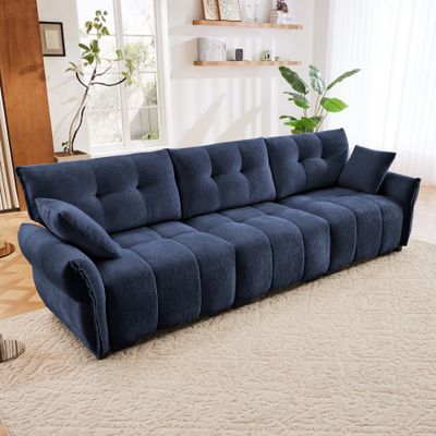 This 3 - Seater Sofa Set, with 2 Pillows, Has Solid Wood Frame - Blue This 3 - Seater Sofa Set, with 2 Pillows, Has Solid Wood Frame - Blue