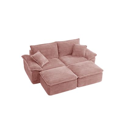81 Sectional Sofa - Oversized Corduroy Cloud Couch with Mova - Pink