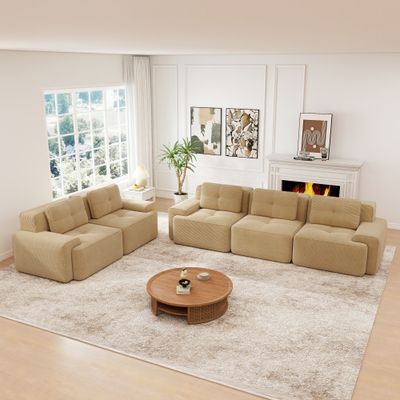 A modular deep - seat sofa set with a two - seater + three - seater A modular deep - seat sofa set with a two - seater + three - seater
