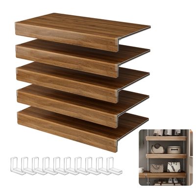 30 30" x 12" 5 Piece Wire Shelf Covers - Walnut