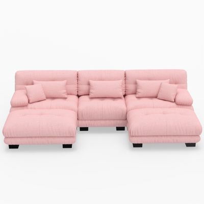 U - Shaped Cloud Modular Sofa with 2 Ottomans & - 118.11x56.3x31.5IN