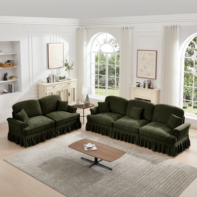 Classic 2 Piece Modular Couch Living Room Sofa Set with Flared Arms Classic 2 Piece Modular Couch Living Room Sofa Set with Flared Arms
