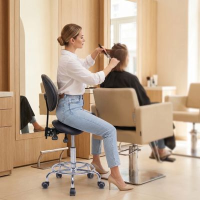 Saddle Stool Chair with Backrest Swivel Hydraulic - Model W5797P481958