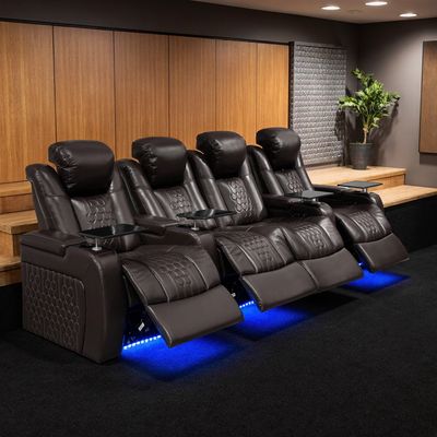 124.4"Power Recliner 4 PC Made WithTop - Grain Nappa - Coffee - Model