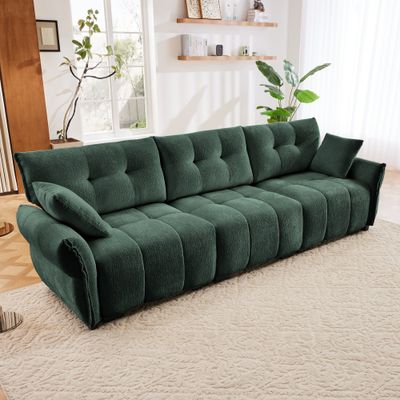 This 3 - Seater Sofa Set, With 2 Pillows, Has Solid Wood Frame - Green This 3 - Seater Sofa Set, With 2 Pillows, Has Solid Wood Frame - Green