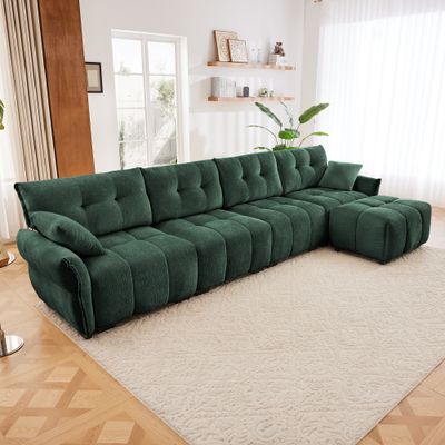 Modular 4 - Seater Sofa With Ottoman - Green
