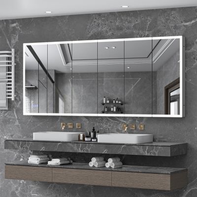 LED Lighted Medicine Cabinet with Mirror - Silver, Silver grey, Silver