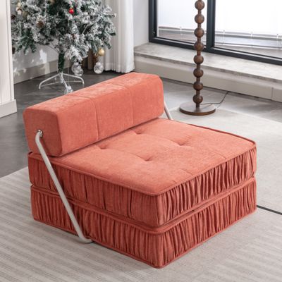 Orange Folding Sofa, Futon Sleeper Chair