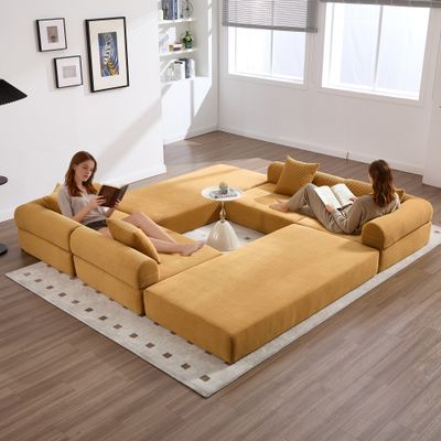 UNITED WE WIN convertible folding sofa bed - Mustard yellow