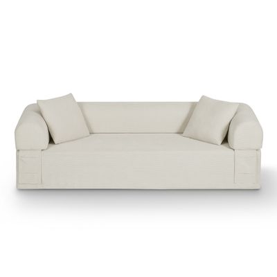 3 - Seat Sofa Boneless Couches - Beige