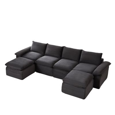 Modern corduroy cloud sofa - Dark Gray - 70.07 x 141.74 x 35.43 in.