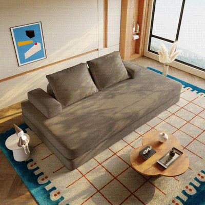 86.6Multifunctional Convertible Sofa Bed w/ 2 Removable Backrests