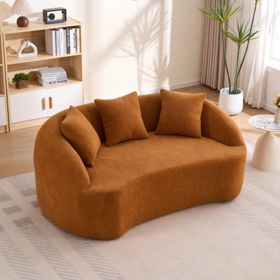 LY - 049S Curved Modern Boneless Sofa Loveseat - Orange
