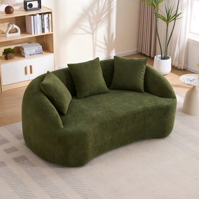 LY - 049S Curved Modern Boneless Sofa Loveseat - Green