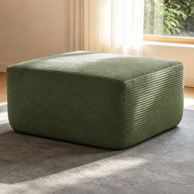 XS - Ottoman, Corduroy - Green - Pairs with a 96.9 L - Shaped sofa to