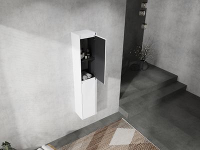 12" Bathroom Side Cabinet - White - Plywood - 9.81 x 11.81 x 59 in.