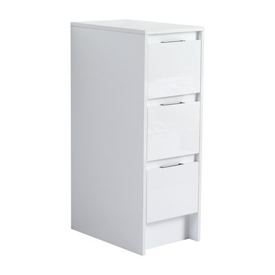12" Freestanding Bathroom Storage Cabinet - Glossy White