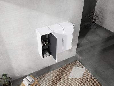 12" Bathroom Side Cabinet - White - Plywood - 9.81 x 35.43 x 29.5 in.