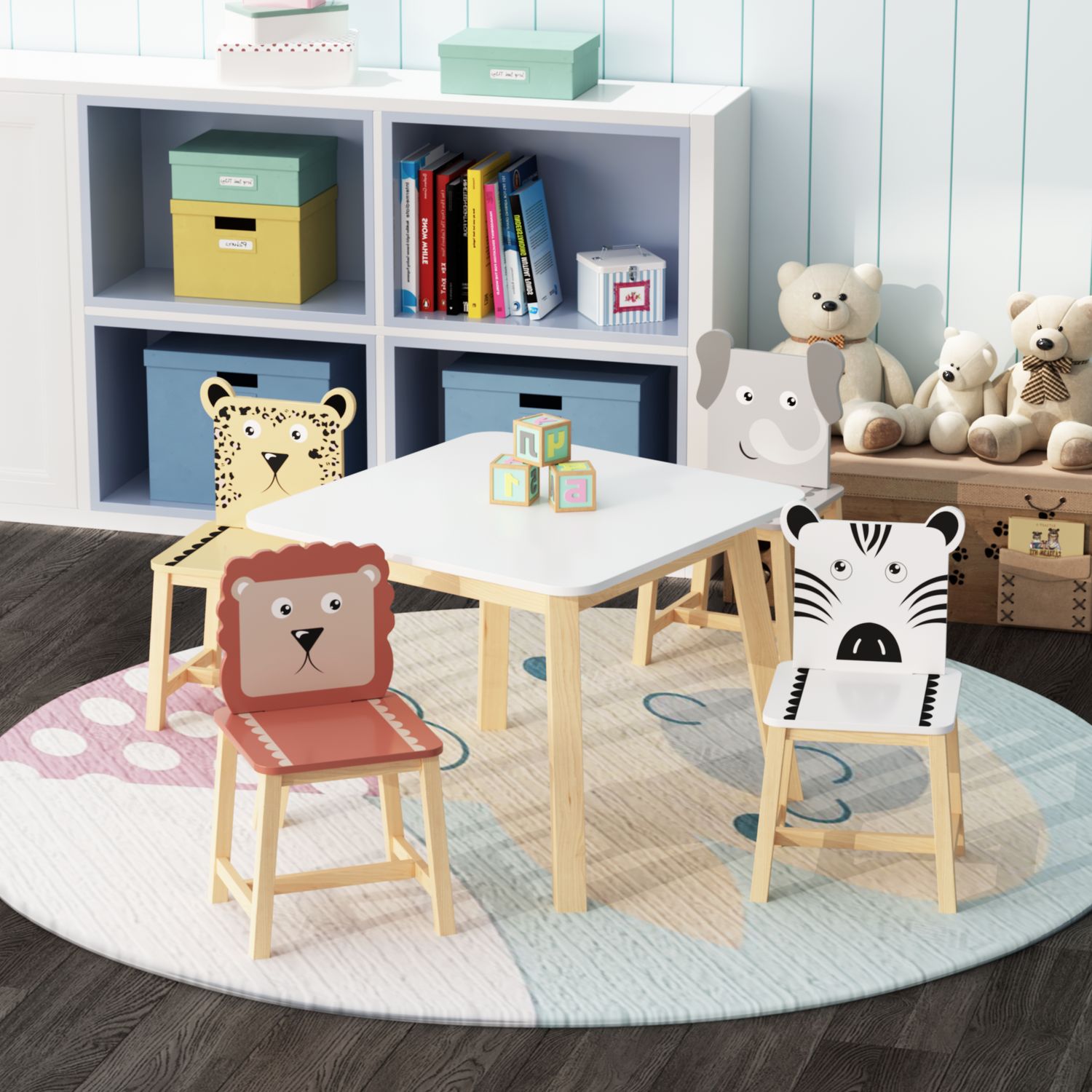 5 Piece Kiddy Table and Chair Set - White 5 Piece Kiddy Table and Chair Set - White