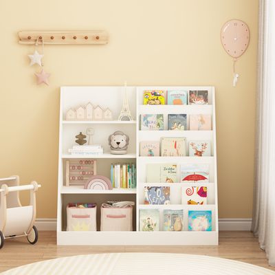 Kids Bookshelf and Toy Storage Organizer - White - 15.75 x 34.65 x