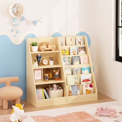 Kids Bookshelf and Toy Storage Organizer - Natural - Melamine