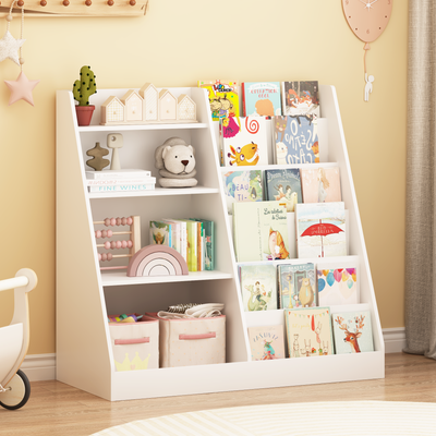 Kids Bookshelf and Toy Storage Organizer - White