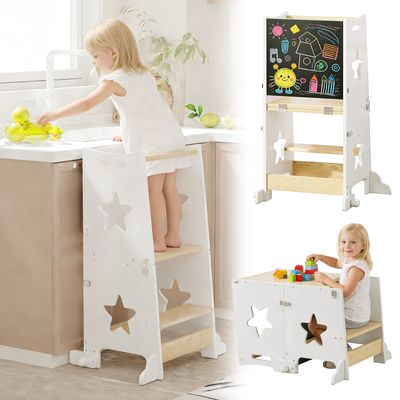 3 - in - 1 Toddler Kitchen Step Stool - White