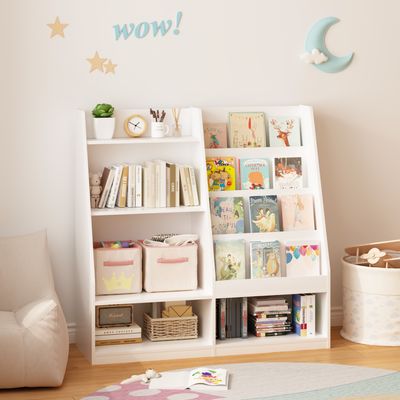 Kids Bookshelf and Toy Storage Organizer - White - 11.81 x 35.43 x