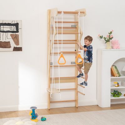 6 - in - 1 Swedish Ladder Wall Gym - Natural Wood