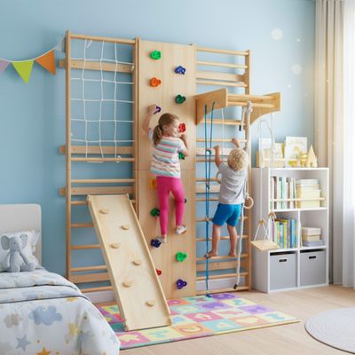 All - in - One 10 - in - 1 Indoor Climbing Set - Featuring a Rock