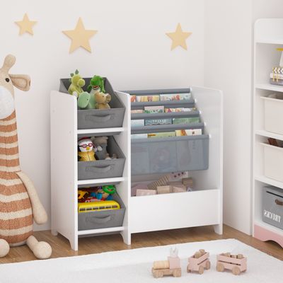 Kids Bookshelf and Toy Storage Organizer - White - 11.81 x 25.59 x