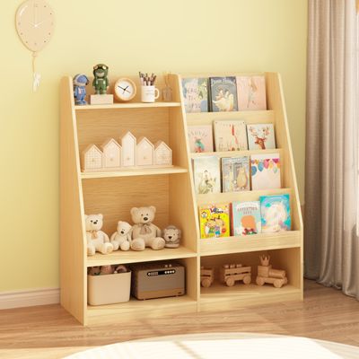 Kids Bookshelf and Toy Storage Organizer - Natural - 11.81 x 35.43 x