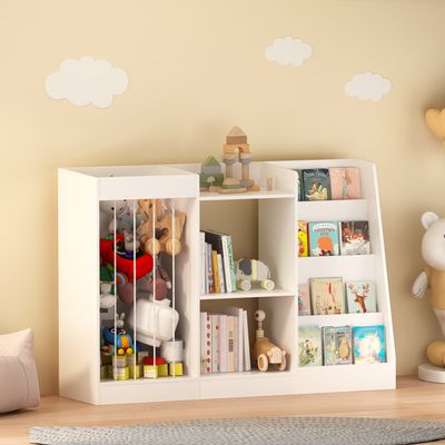 3 - in - 1 Kids Bookshelf and Toy Storage - White