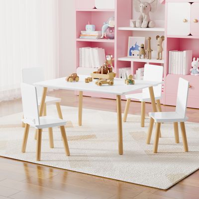 Kids Table and 4 Chairs Set - White Kids Table and 4 Chairs Set - White