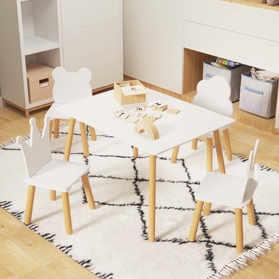 Big Kids Table and 4 Chairs Set - White Big Kids Table and 4 Chairs Set - White