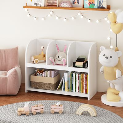 Kids Bookcase with 4 Compartments - White
