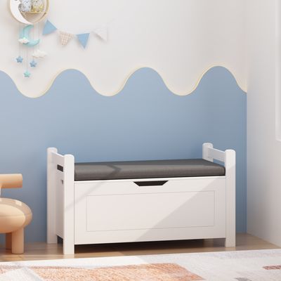 Kids Toy Box Chest, White Toy Box for Boys Girls