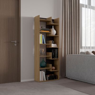 Bookcase, 11 Shelves - Natural Wood