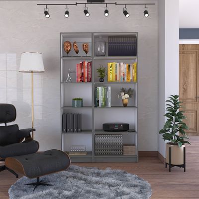 Kenyon 2 Piece Home Bookcase set - Gray & White Matte, Multicolor