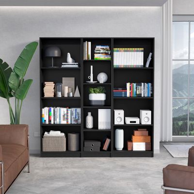 Durant 3 Piece Home Bookcase set - Black