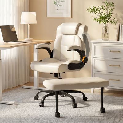 Cross Legged Office Chair with Arms - Beige