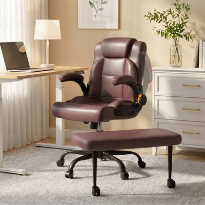 Cross Legged Office Chair with Arms - Dark Brown