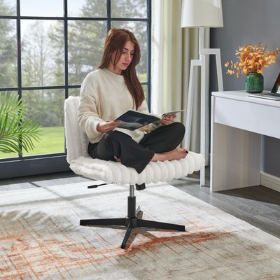 Blynn Adjustable Swivel Criss Cross Chair - Cream White