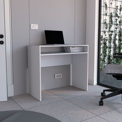 Stella 35" Wide Writing Desk with Shelf - White