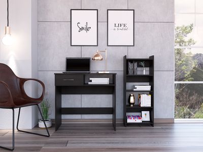 Vizcaya Home Office Set, Single Drawer, Keyboard Tray, Bookcase