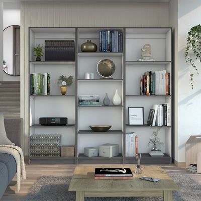 Lainor 3 Piece Home Bookcase set - Multicolor, White & gray