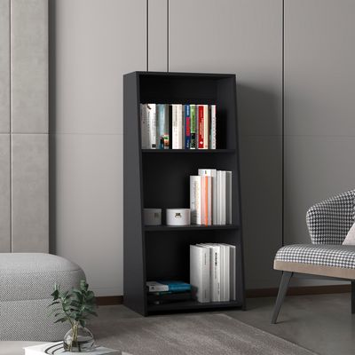 Note 47" Tall Three - Tier Ladder Bookcase Black
